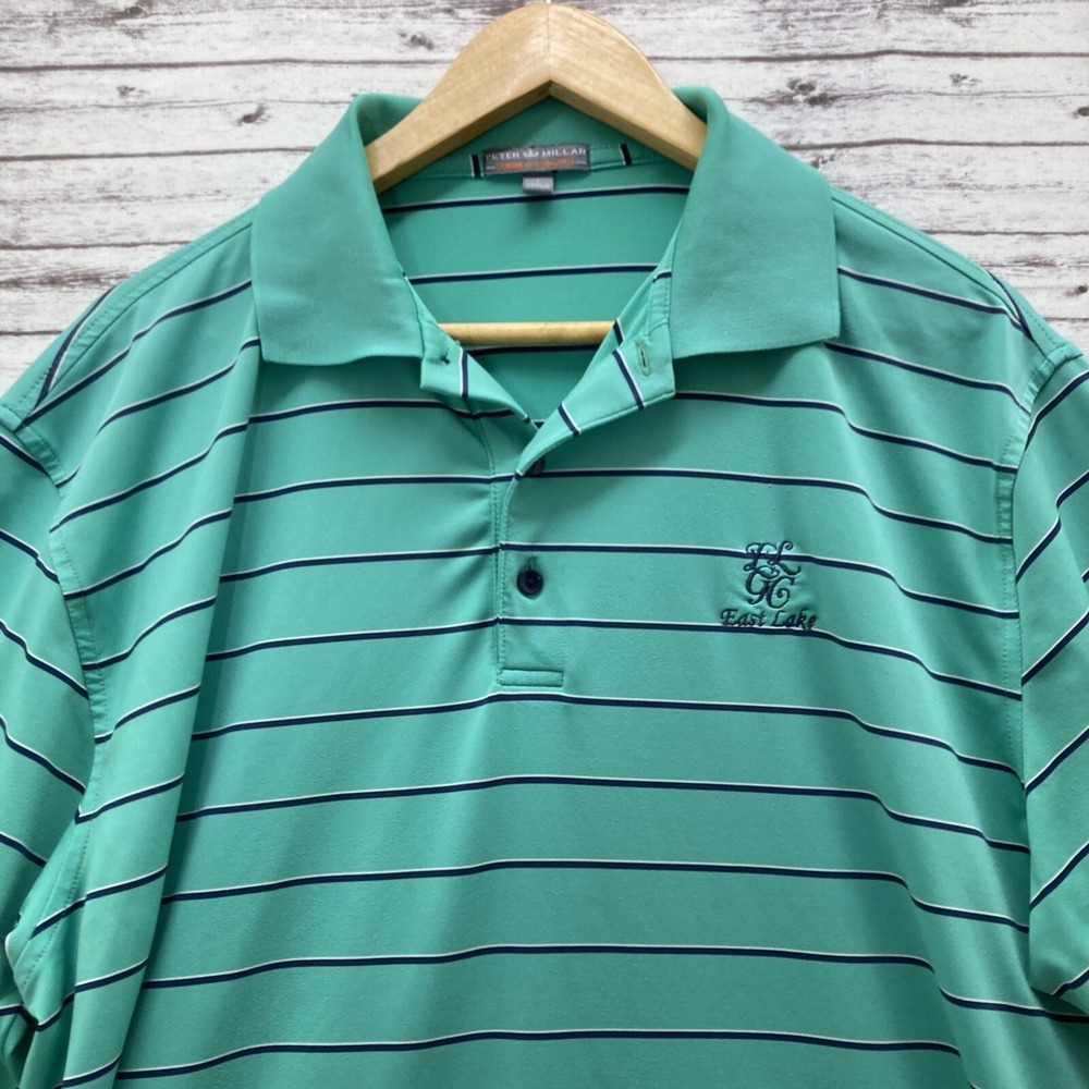 Peter Millar Summer Comfort Polo Golf Shirt Men's L Striped Green Performance